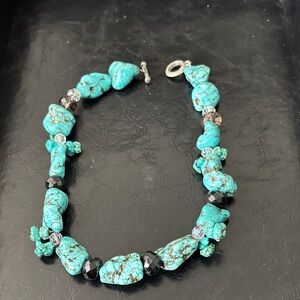 Turquoise and Black Beaded Necklace